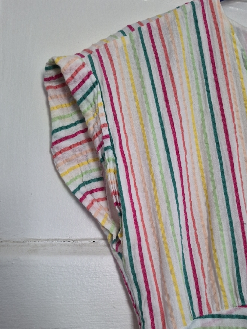 LOFT White Midi Dress with Multicolor Stripes - Picture 4 of 14